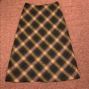 Multi-purple Wool Blend Plaid Full Length Skirt